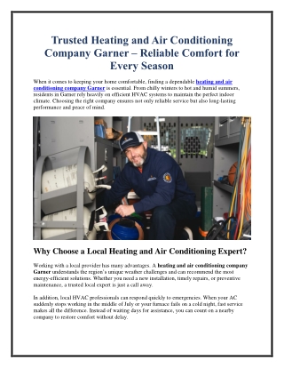 Bowman Heating and Cooling – Expert HVAC Services in Garner