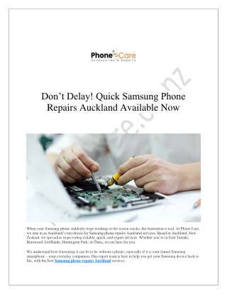Don’t Delay! Quick Samsung Phone Repairs Auckland Available Now