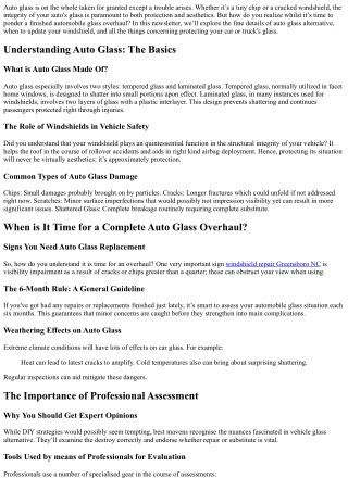 When is It Time for a Complete Auto Glass Overhaul?