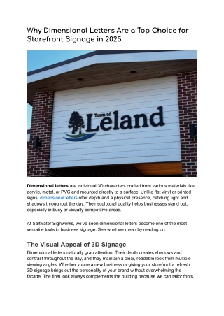 Why Dimensional Letters Are a Top Choice for Storefront Signage in 2025