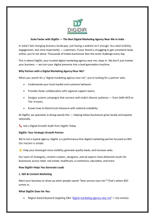 Scale Faster with DigiDir — The Best Digital Marketing Agency Near Me in India