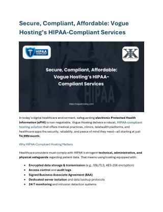 Secure, Compliant, Affordable: Vogue Hosting’s HIPAA-Compliant Services