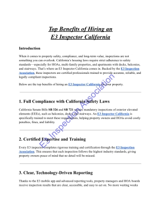 Top Benefits of Hiring an E3 Inspector California