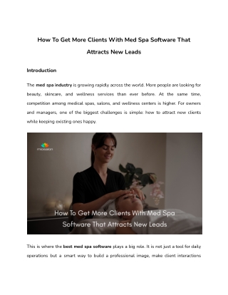 How To Get More Clients With Med Spa Software That Attracts New Leads