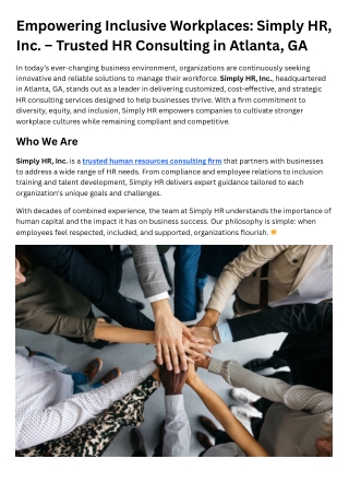 Empowering Inclusive Workplaces Simply HR, Inc. – Trusted HR Consulting in Atlanta, GA