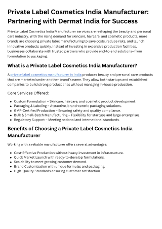 Private Label Cosmetics India Manufacturer