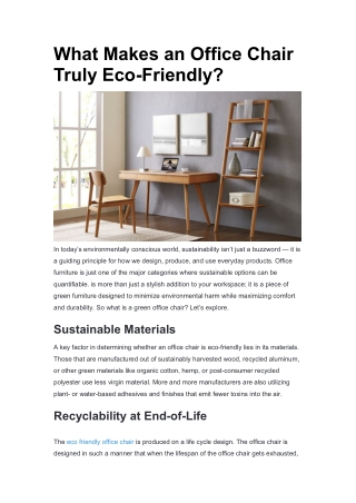 What Makes an Office Chair Truly Eco-Friendly?