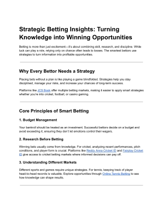 Mastering the Art of Betting: Strategies That Lead to Profits