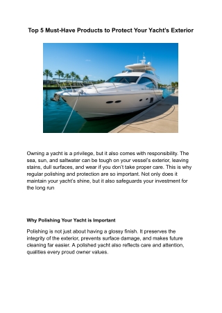 Top 5 Must-Have Products to Protect Your Yacht’s Exterior