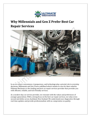 Why Millennials and Gen Z Prefer Best Car Repair Services