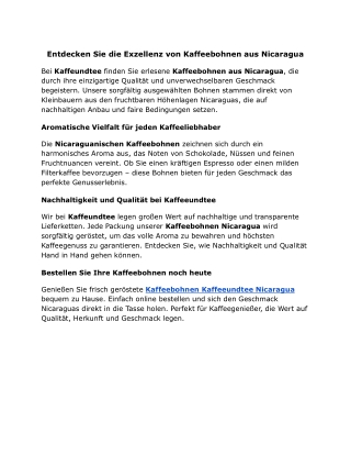 Entdecken Sie die Exzellenz von Kaffeebohnen aus Nicaragua