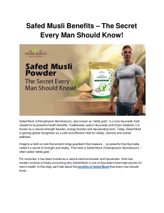 Safed Musli Benefits – The Secret Every Man Should Know!