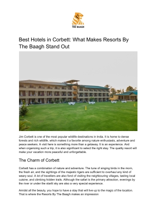 Best Hotels in Corbett_ What Makes Resorts By The Baagh Stand Out