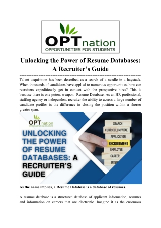 Unlocking the Power of Resume Databases- A Recruiter’s Guide