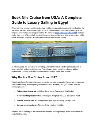 Book Nile Cruise from USA_ A Complete Guide to Luxury Sailing in Egypt