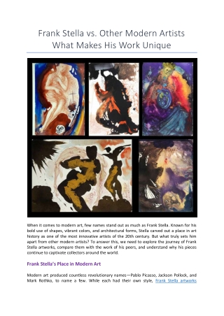 Frank Stella vs. Other Modern Artists What Makes His Work Unique