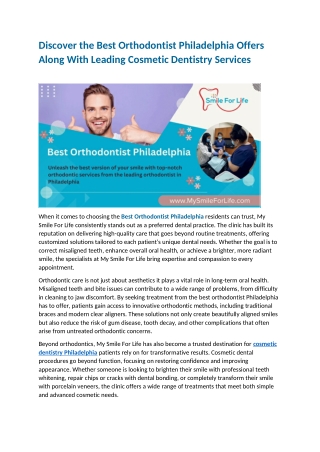 Discover the Best Orthodontist Philadelphia Offers Along With Leading Cosmetic Dentistry Services