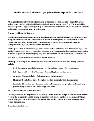 Sindhi Hospital Bharuch