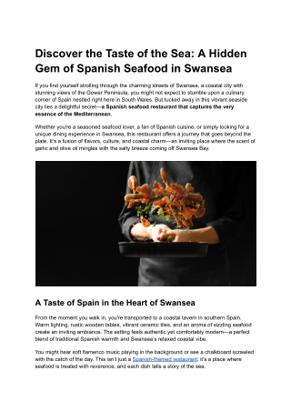 Spanish seafood restaurant in Swansea