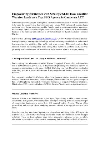 Empowering Businesses with Strategic SEO: How Creative Warrior Leads