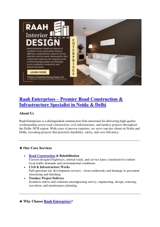 Raah Enterprises – Road Construction Company in Noida & Delhi