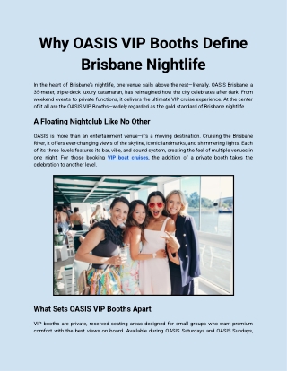 Why OASIS VIP Booths Define Brisbane Nightlife