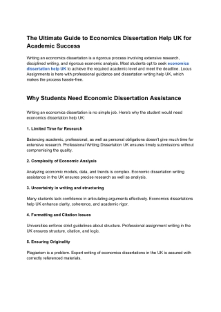 The Ultimate Guide to Economics Dissertation Help UK for Academic Success