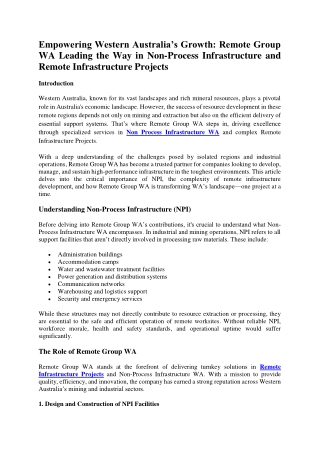 Empowering Western Australia’s Growth: Remote Group WA Leading the Way