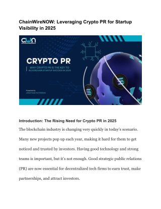 ChainWireNOW_ Leveraging Crypto PR for Startup Visibility in 2025