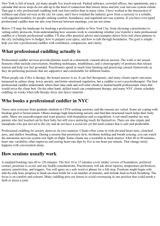 The Best Professional Cuddler in NYC: Top Spots and How to Book Safely