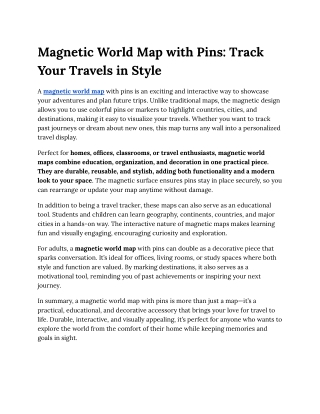 Magnetic World Map with Pins_ Track Your Travels in Style