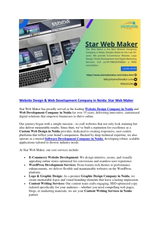 Website Design & Web Development Company in Noida: Star Web Maker
