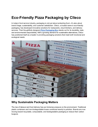 Eco-Friendly Pizza Packaging by Clleco