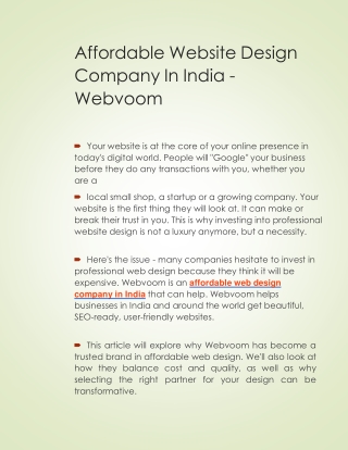 Affordable Website Design Company In India - Webvoom (1)