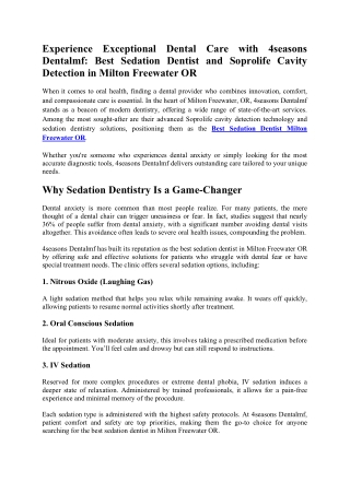 Experience Exceptional Dental Care with 4seasons Dentalmf: Best Sedation Dentist