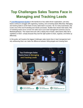 Top Challenges Sales Teams Face in Managing and Tracking Leads
