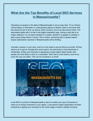 What Are the Top Benefits of Local SEO Services in Massachusetts