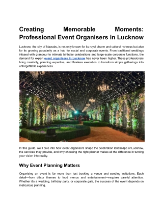 Creating Memorable Moments: Professional Event Organisers in Lucknow
