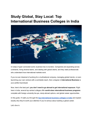 Study Global, Stay Local_ Top International Business Colleges in India