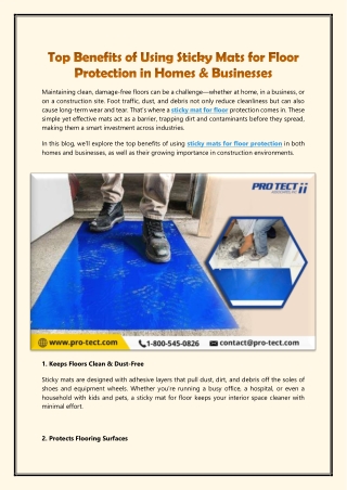 Top Benefits of Using Sticky Mats for Floor Protection in Homes & Businesses