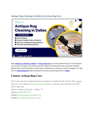 Antique Rug Cleaning in Dallas by Artisan Rug Care