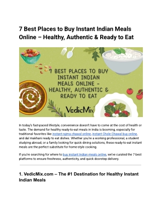 7 Best Places to Buy Instant Indian Meals Online – Healthy, Authentic & Ready to Eat
