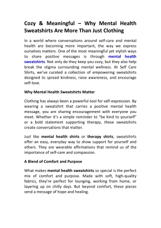 Mental Health Sweatshirts for Comfort & Awareness