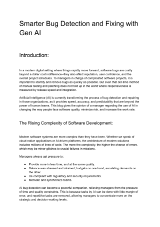 Smarter Bug Detection and Fixing with Gen AI