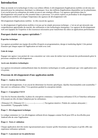 Développement d'applications mobiles : le rôle crucial des agences