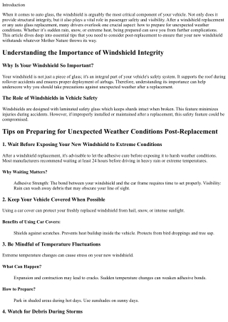 Tips on Preparing for Unexpected Weather Conditions Post-Replacement
