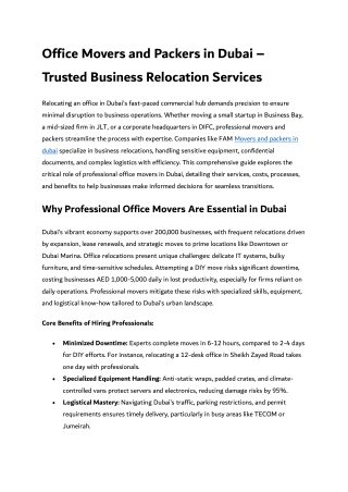 Office Movers and Packers in Dubai