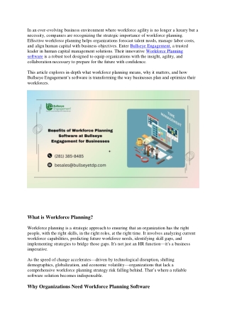Workforce Planning software