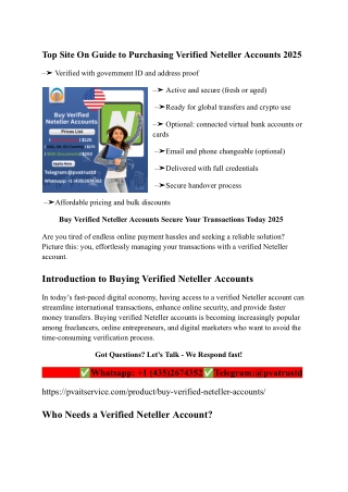 Top Site On Guide to Purchasing Verified Neteller Accounts 2025