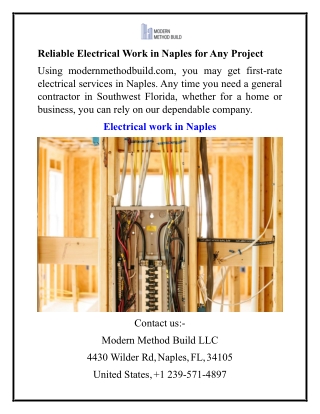 Reliable Electrical Work in Naples for Any Project